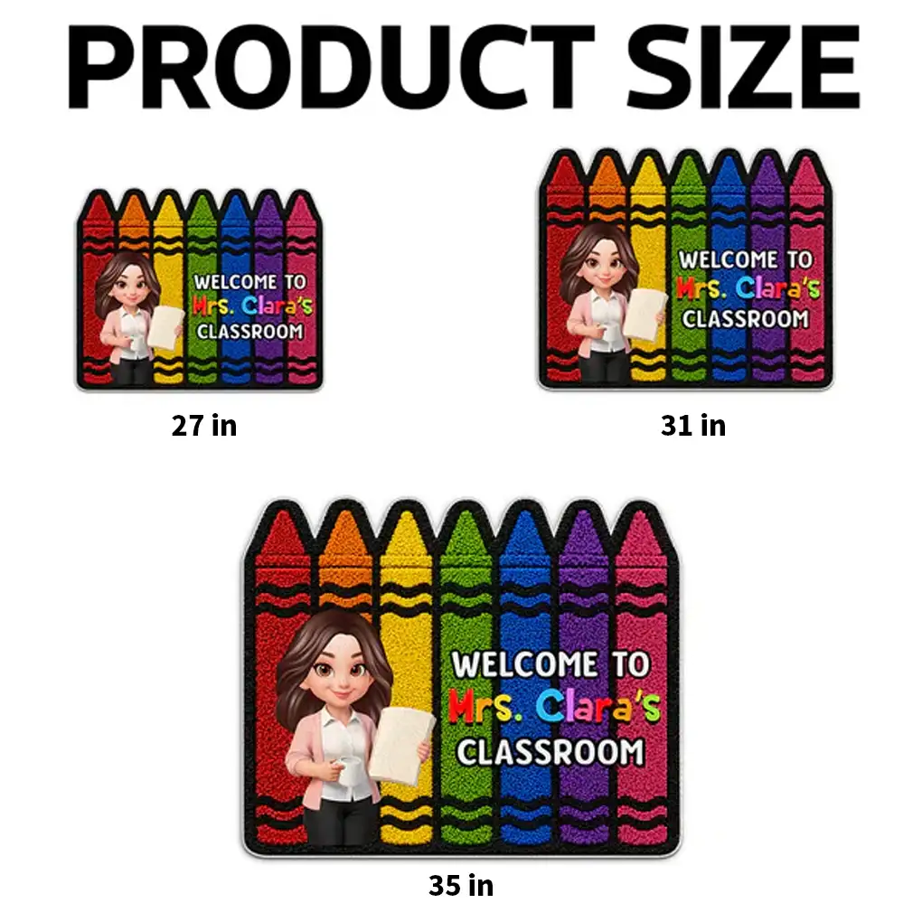 Colorful Crayon Shaped Doormat, Personalized Classroom Welcome, Unique Gift for Teacher - Image 4