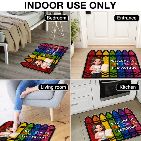 Colorful Crayon Shaped Doormat, Personalized Classroom Welcome, Unique Gift for Teacher - Image 5