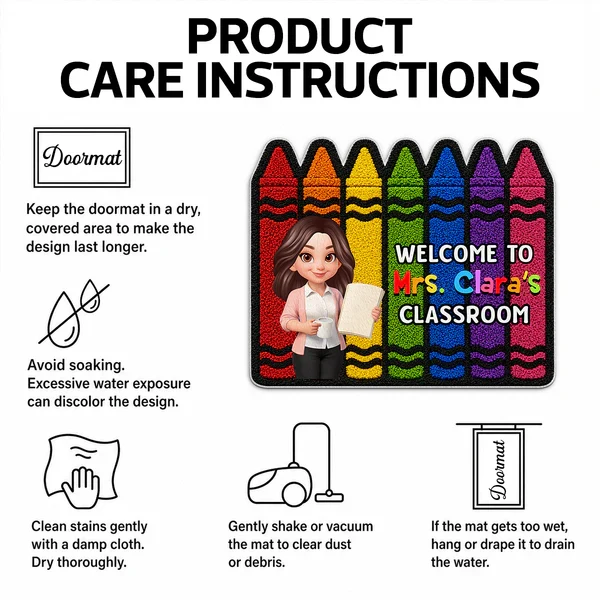 Colorful Crayon Shaped Doormat, Personalized Classroom Welcome, Unique Gift for Teacher - Image 6