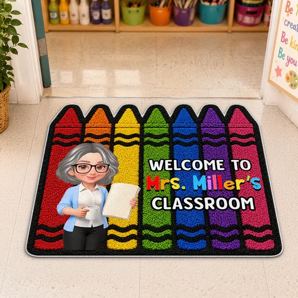 Colorful Crayon Shaped Doormat, Personalized Classroom Welcome, Unique Gift for Teacher - Image 7