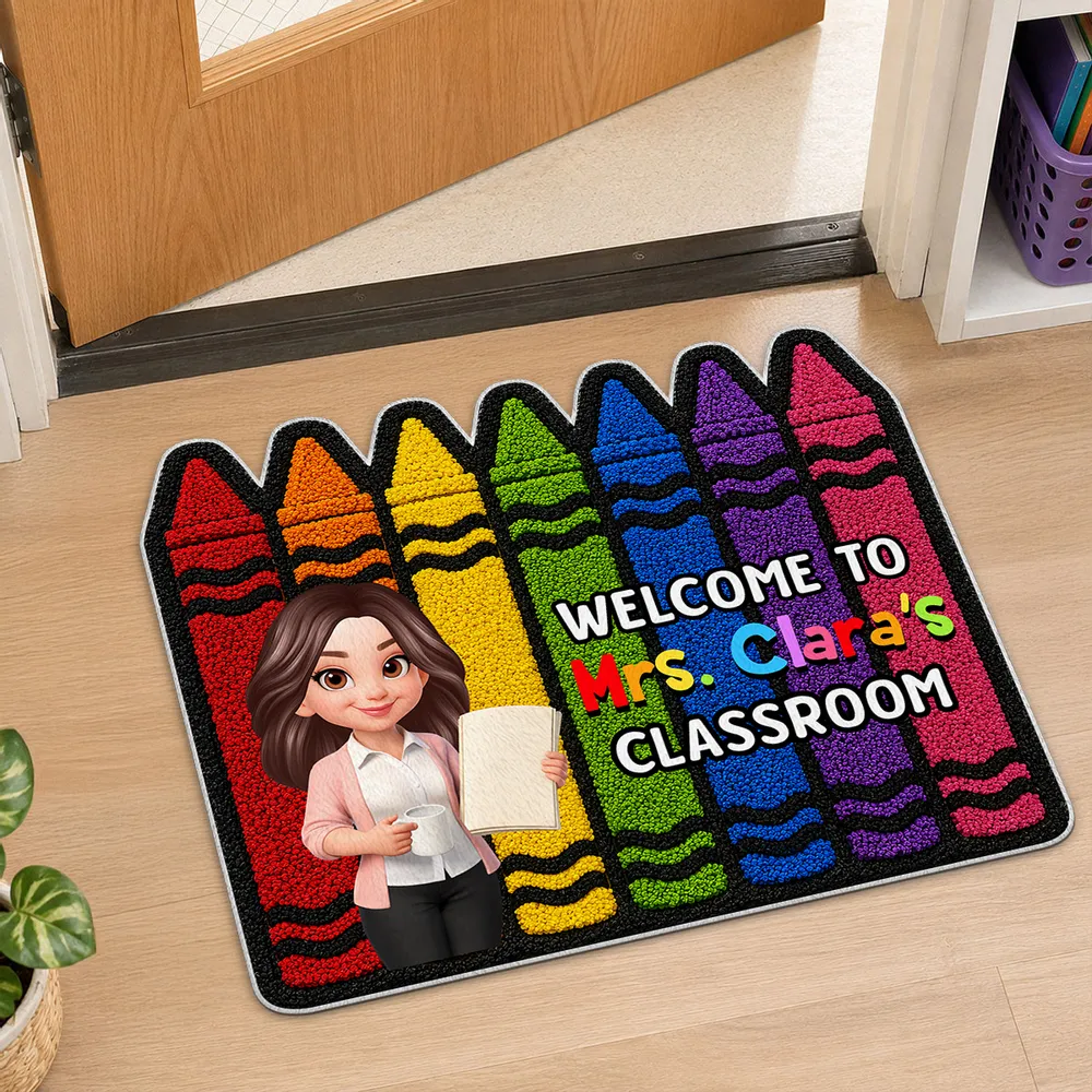 Colorful Crayon Shaped Doormat, Personalized Classroom Welcome, Unique Gift for Teacher - Image 8