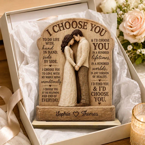 Personalized Wooden Plaque, I Choose You Couple Hand in Hand, Unique Anniversary Gift - Image 3