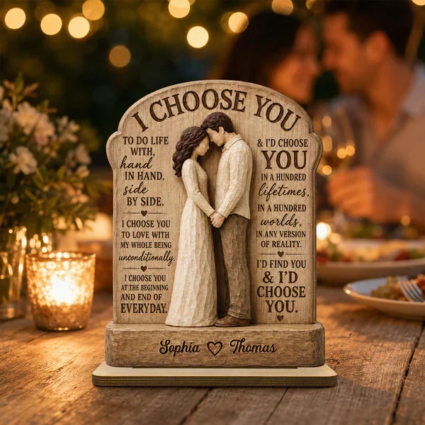 Personalized Wooden Plaque, I Choose You Couple Hand in Hand, Unique Anniversary Gift - Image 6