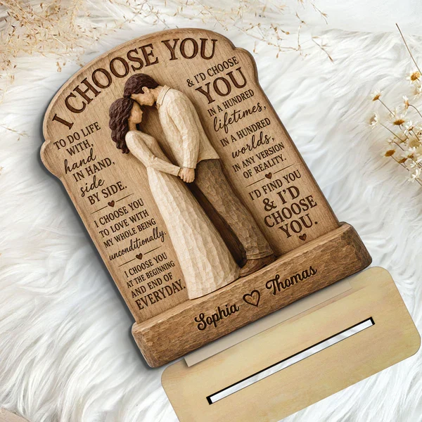 Personalized Wooden Plaque, I Choose You Couple Hand in Hand, Unique Anniversary Gift - Image 7