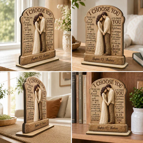 Personalized Wooden Plaque, I Choose You Couple Hand in Hand, Unique Anniversary Gift - Image 8