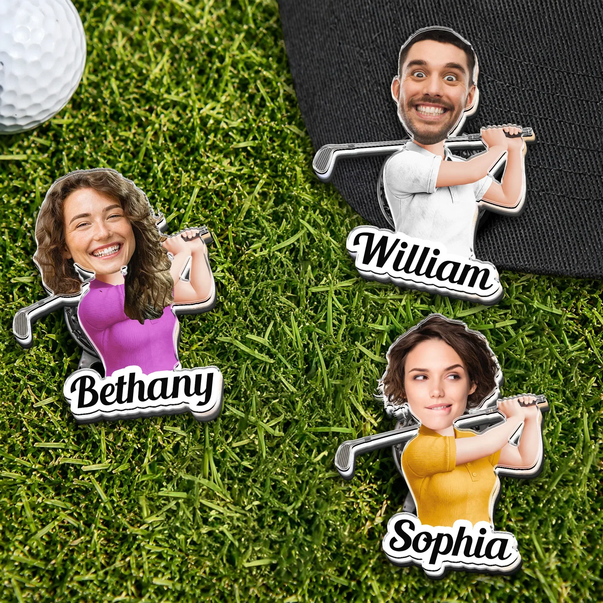 Personalized Acrylic Magnetic Hat Clip With Golfer Character, Unique Gift For Golf Lover - Image 3