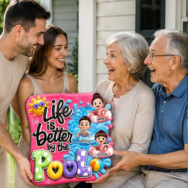 Personalized Pool Kids Wooden Sign, Cute Summer Yard Decor, Unique Gift for Grandparents - Image 8