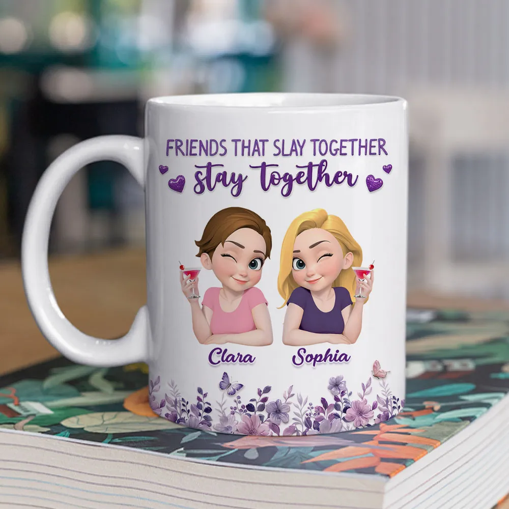 Personalized Ceramic Mug, Friends That Slay Together Design, Unique Gift for Close Friend - Image 2