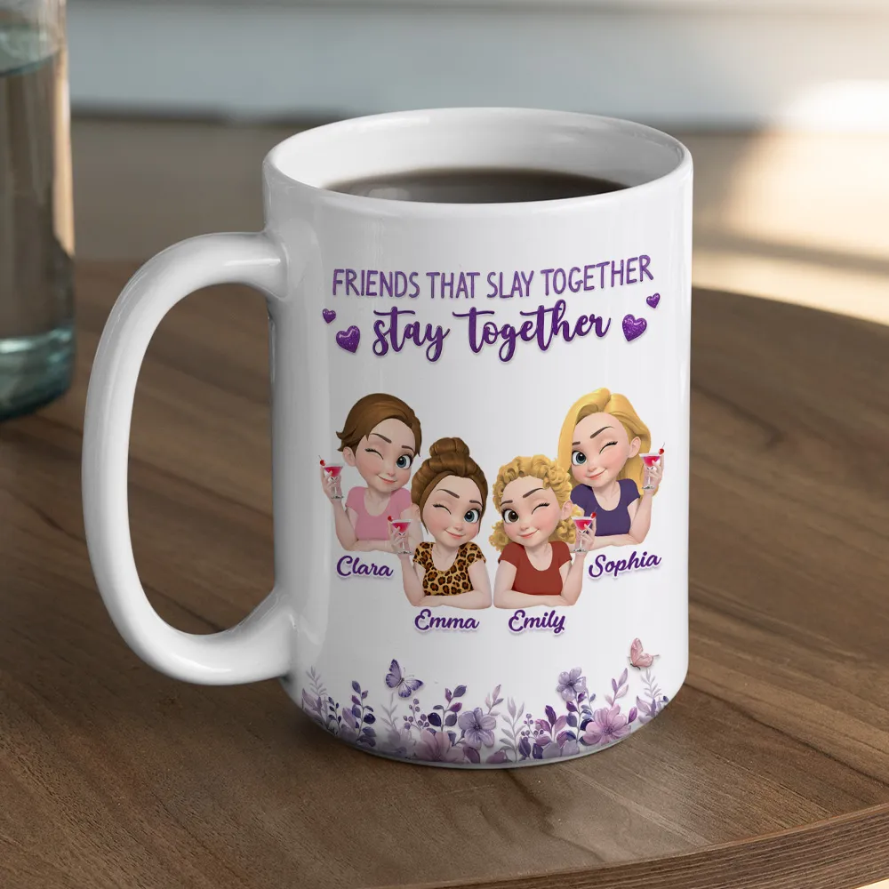 Personalized Ceramic Mug, Friends That Slay Together Design, Unique Gift for Close Friend - Image 4