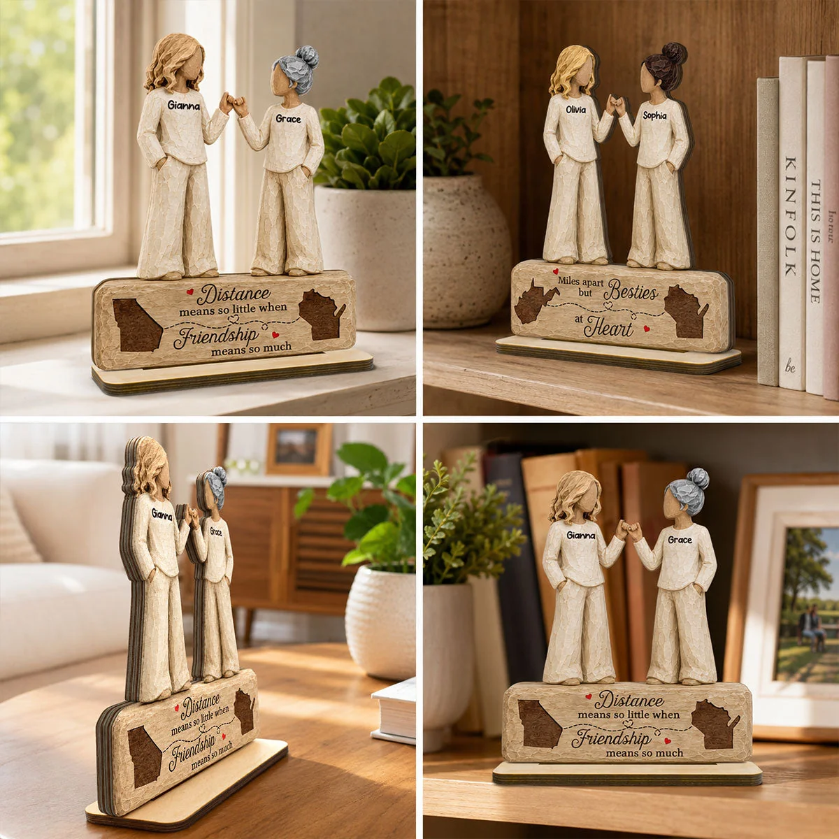 Personalized Wooden Plaque, Miles Apart Besties at Heart, Unique Gift for Long-Distance Friends - Image 8