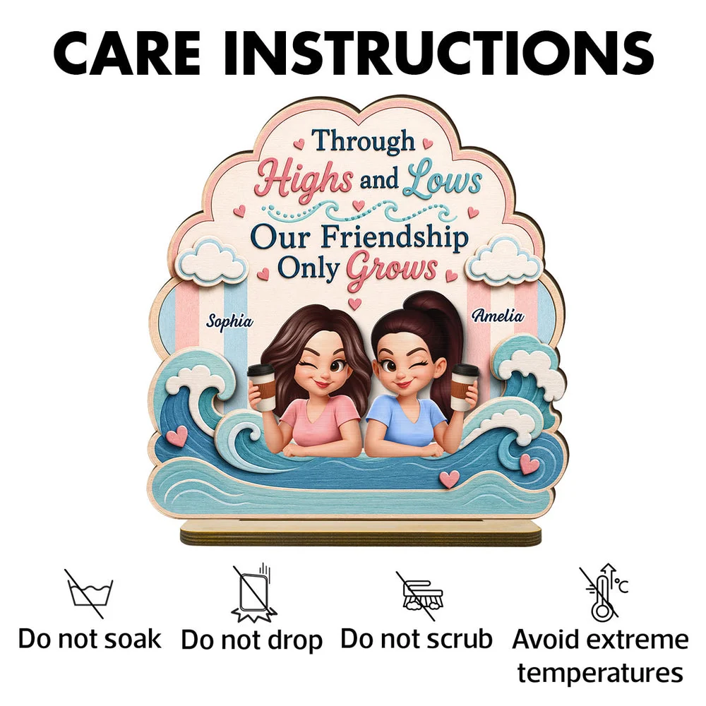 Personalized 2-Layer Wooden Plaque, Through Highs and Lows Quote, Unique Creative Gift for Close Friend - Image 5