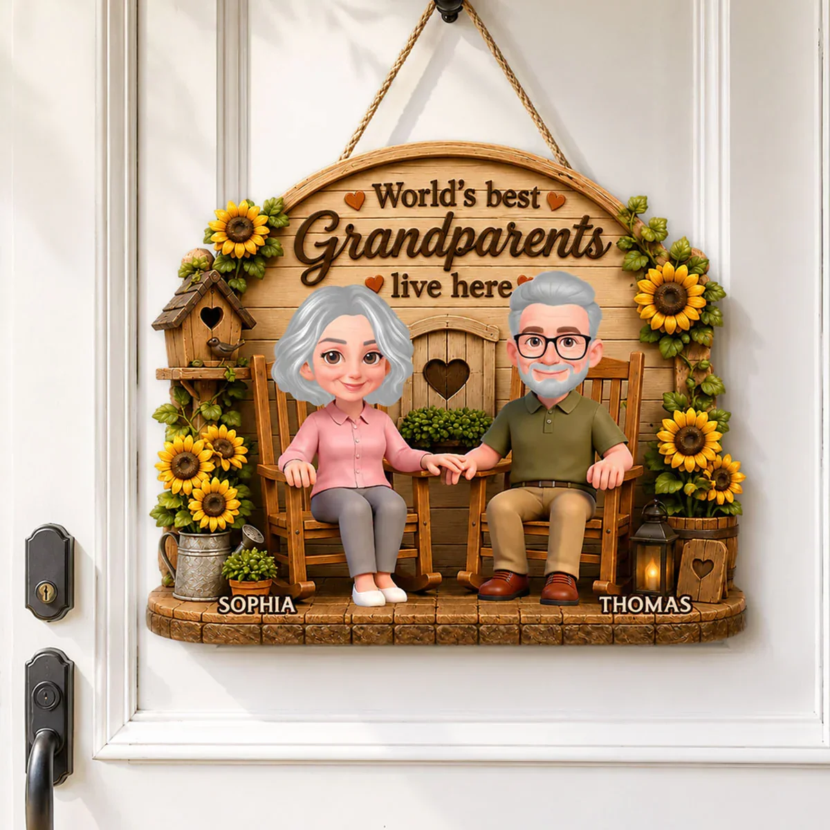 Custom Wooden Sign For Grandparents, Holding Hands Porch Scene, Creative Heartwarming Gift - Image 7