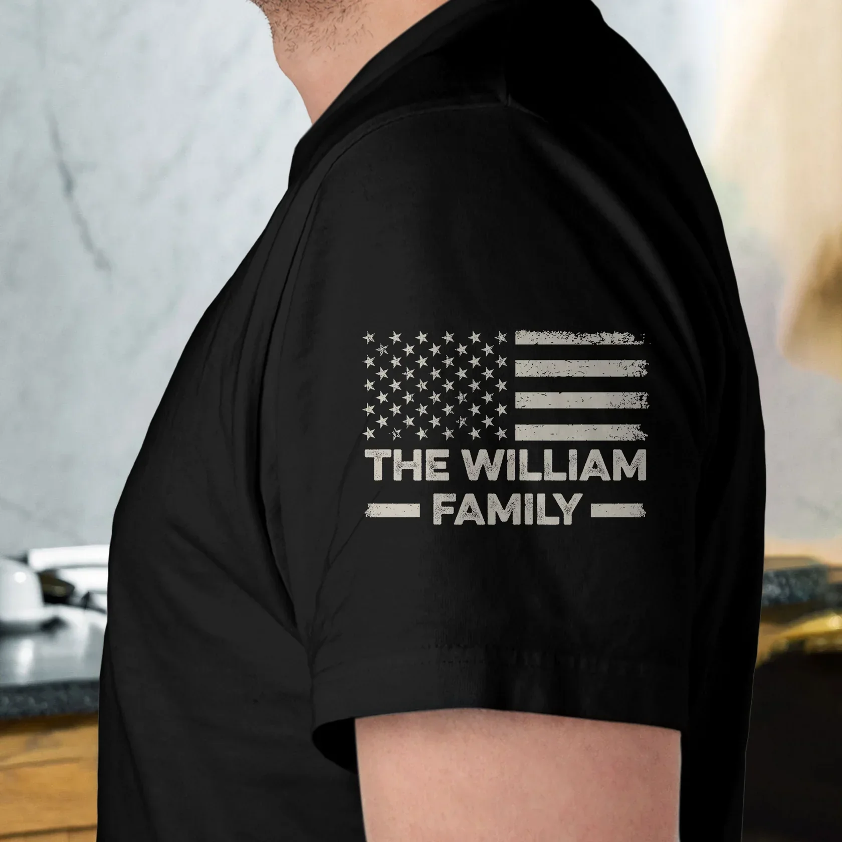 Custom Dual Print Classic Tee with Patriotic Family Print, Unique Creative Gift for Dad & Husband - Image 4