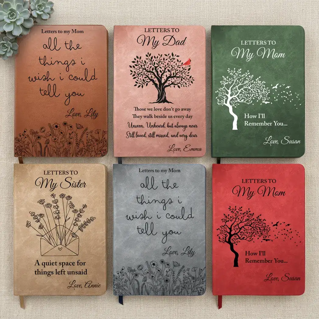 Personalized Leather Journal, Letters To My Mom Remembrance Design, Unique Memorial Gift for Family