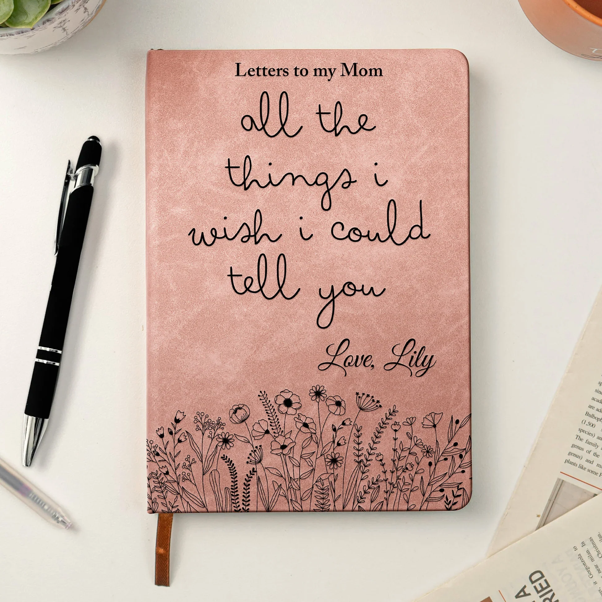 Personalized Leather Journal, Letters To My Mom Remembrance Design, Unique Memorial Gift for Family - Image 2