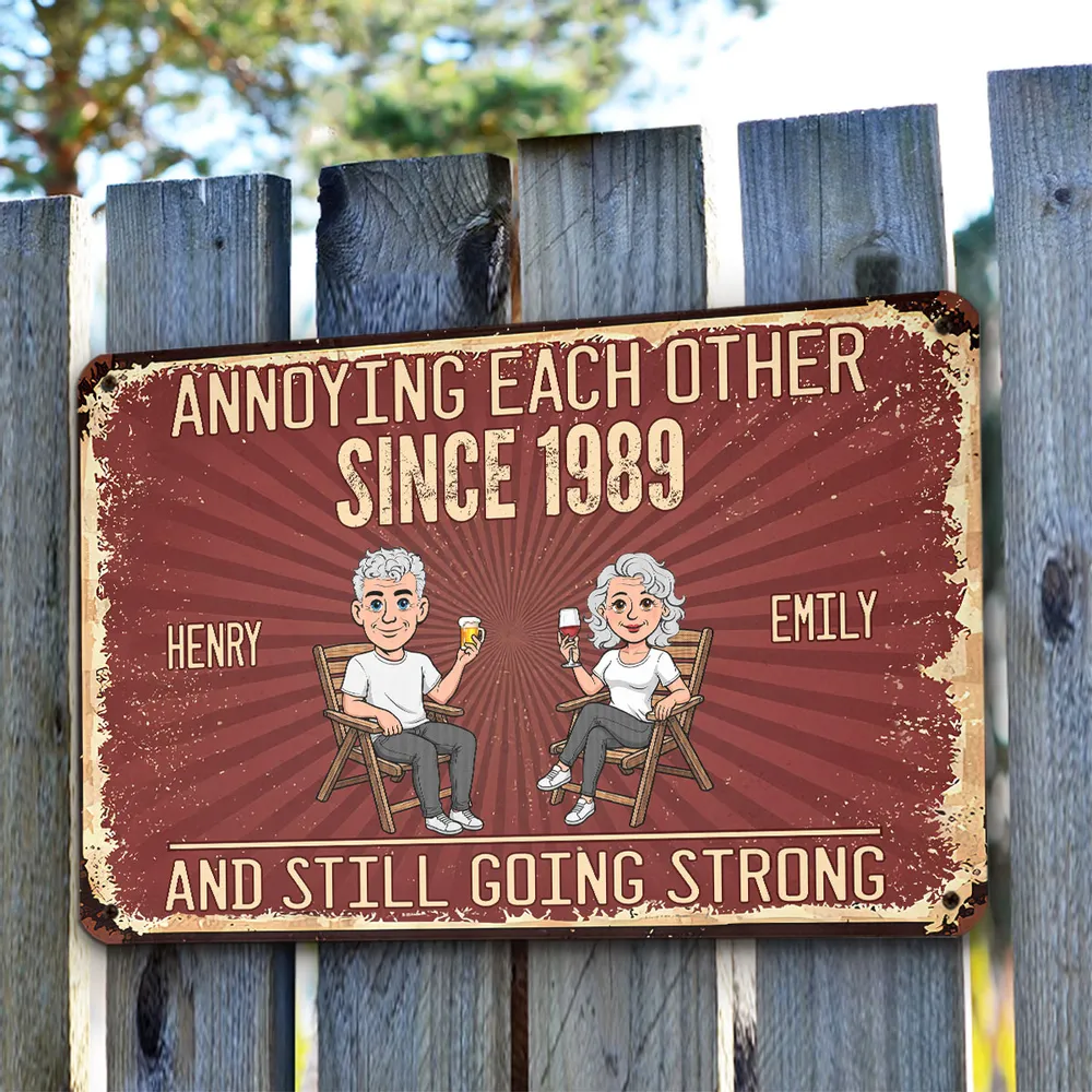Personalized Rectangular Iron Sign, Vintage Couple Humor With Seated Drinks, Unique Gift for Husband & Wife - Image 6
