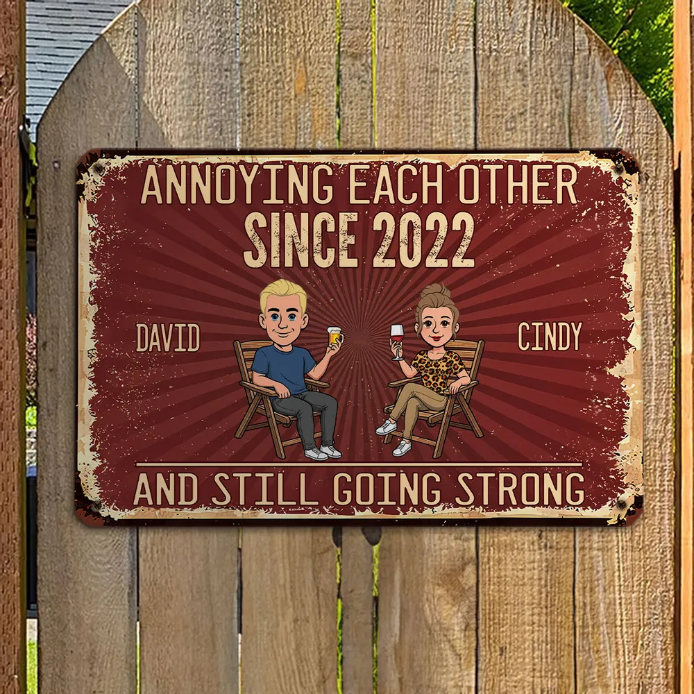 Personalized Rectangular Iron Sign, Vintage Couple Humor With Seated Drinks, Unique Gift for Husband & Wife - Image 7