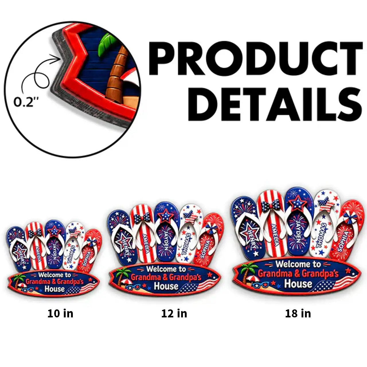 Personalized Wooden Sign With Patriotic Flip Flops, Unique Gift for Grandma & Grandpa - Image 4