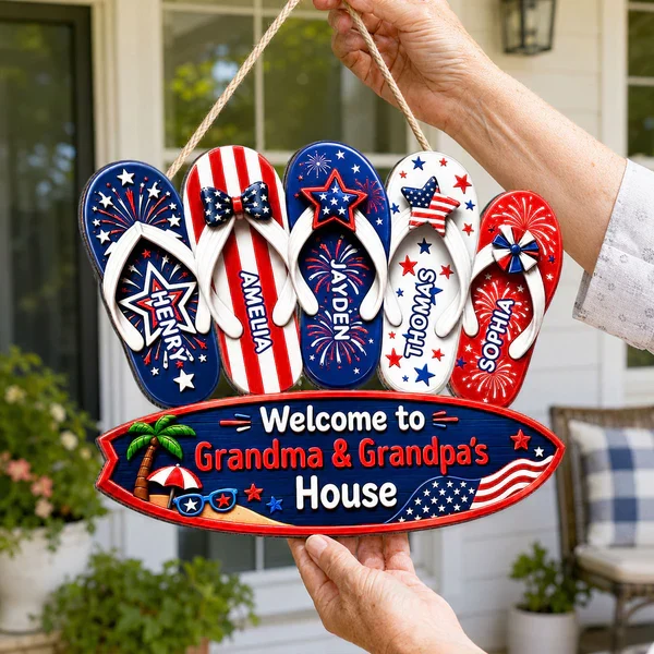 Personalized Wooden Sign With Patriotic Flip Flops, Unique Gift for Grandma & Grandpa - Image 6