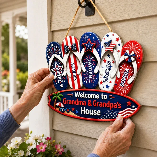 Personalized Wooden Sign With Patriotic Flip Flops, Unique Gift for Grandma & Grandpa - Image 7