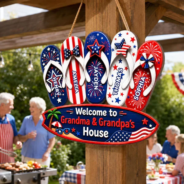 Personalized Wooden Sign With Patriotic Flip Flops, Unique Gift for Grandma & Grandpa - Image 8