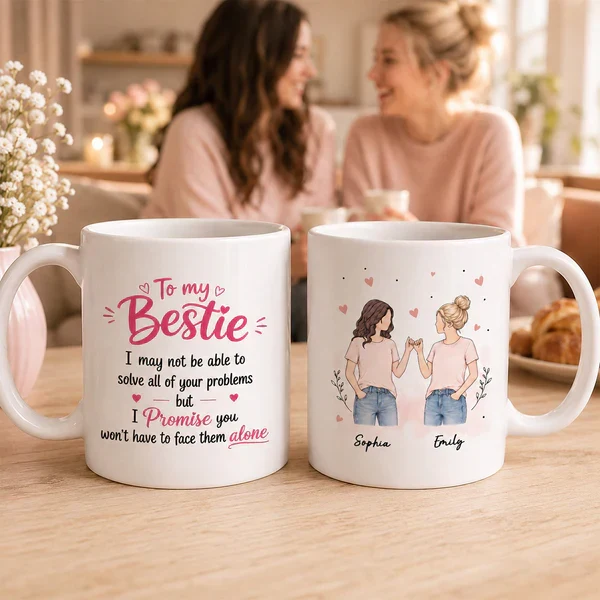 Personalized Ceramic Mug, Pinky Promise Bestie Illustration, Unique Creative Gift for Best Friend - Image 4