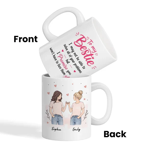 Personalized Ceramic Mug, Pinky Promise Bestie Illustration, Unique Creative Gift for Best Friend - Image 6