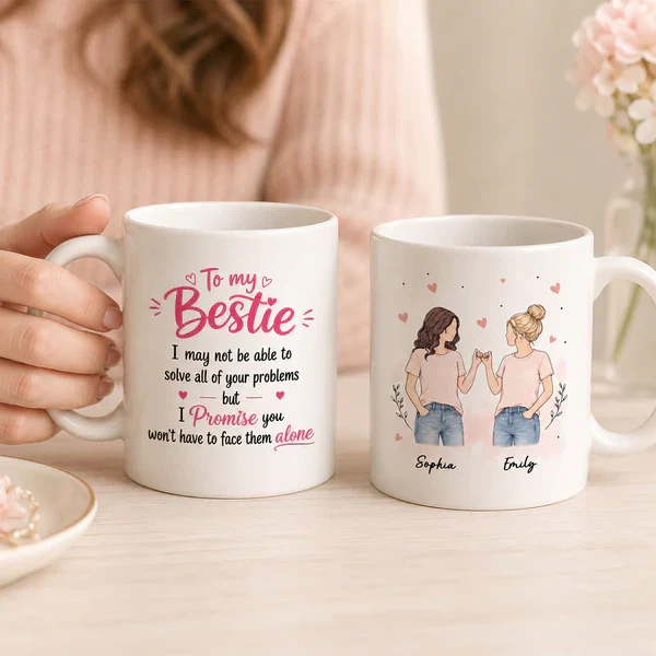 Personalized Ceramic Mug, Pinky Promise Bestie Illustration, Unique Creative Gift for Best Friend - Image 7