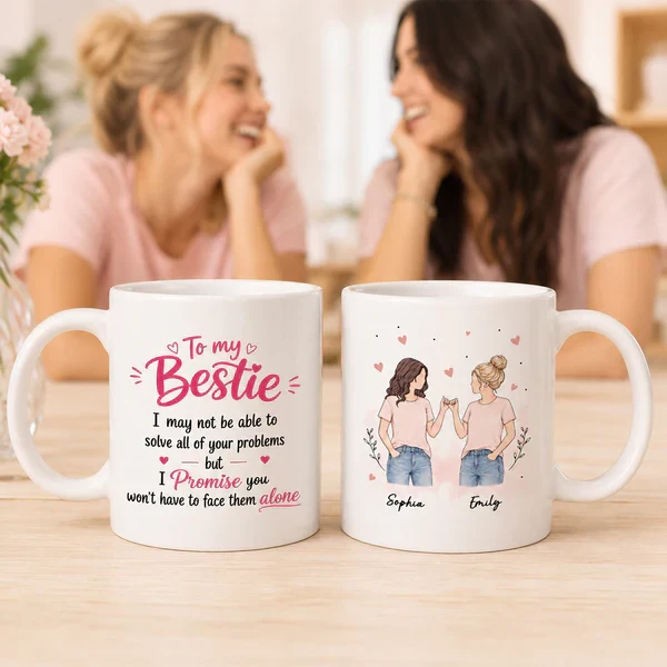 Personalized Ceramic Mug, Pinky Promise Bestie Illustration, Unique Creative Gift for Best Friend - Image 8