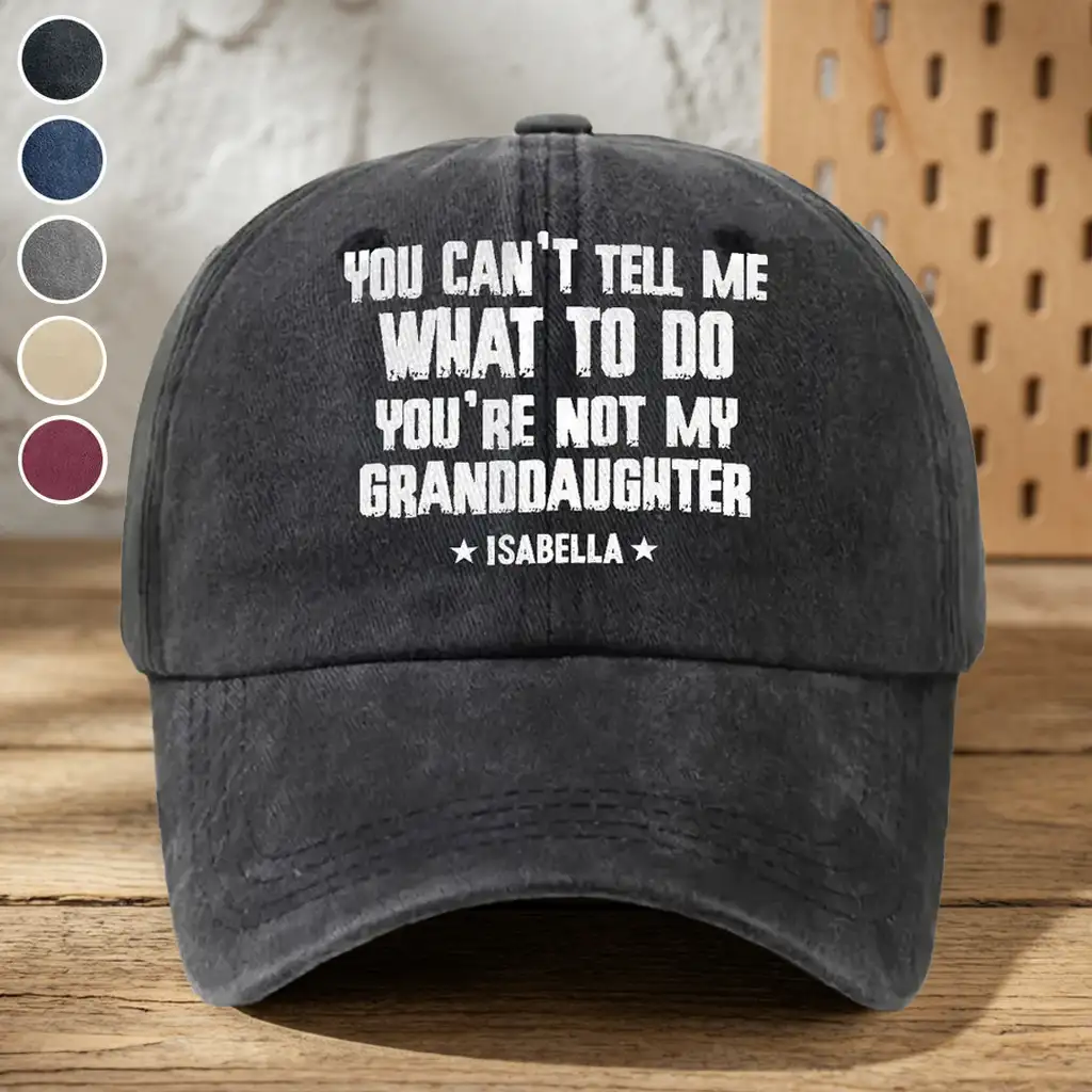 Personalized Washed Denim Baseball Cap, Custom Funny Quote, Unique Creative Gift for Grandparents