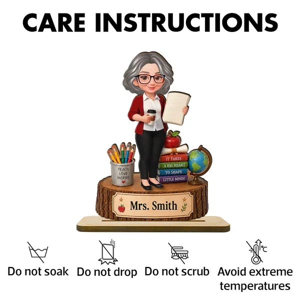 Personalized 2-Layer Wooden Plaque for Teacher, Cute Classroom Desk Decor, Unique Gift with Big Heart Quote - Image 5