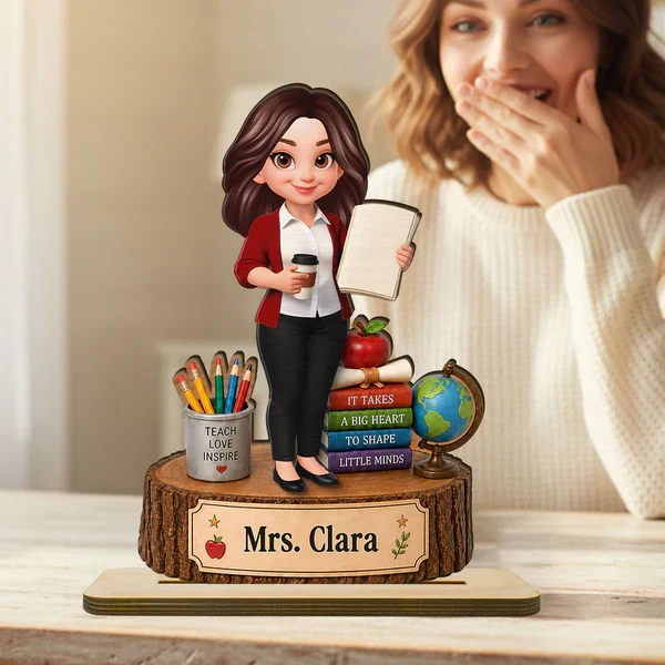Personalized 2-Layer Wooden Plaque for Teacher, Cute Classroom Desk Decor, Unique Gift with Big Heart Quote - Image 6