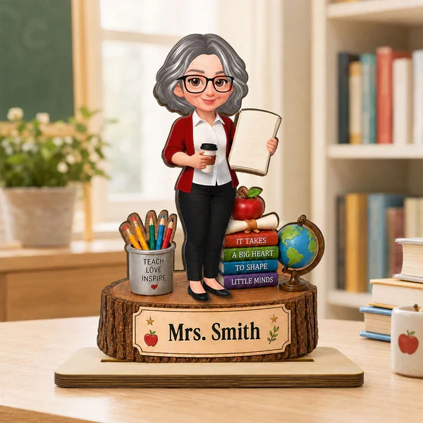 Personalized 2-Layer Wooden Plaque for Teacher, Cute Classroom Desk Decor, Unique Gift with Big Heart Quote - Image 7