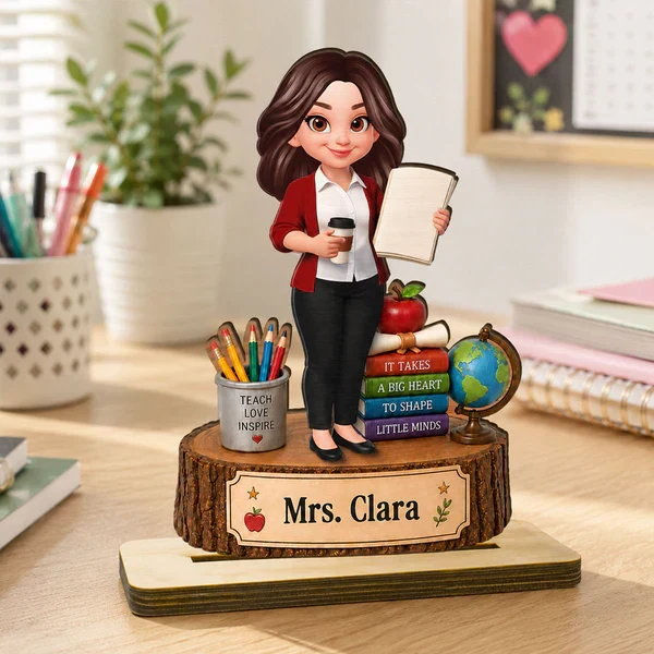 Personalized 2-Layer Wooden Plaque for Teacher, Cute Classroom Desk Decor, Unique Gift with Big Heart Quote - Image 8