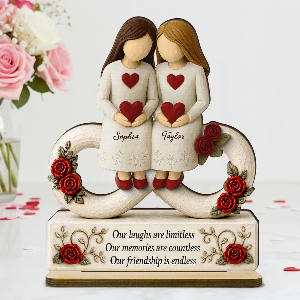 Personalized 2-Layer Wooden Plaque with Endless Friendship Quote & Roses, Creative Gift for Friend Display - Image 2