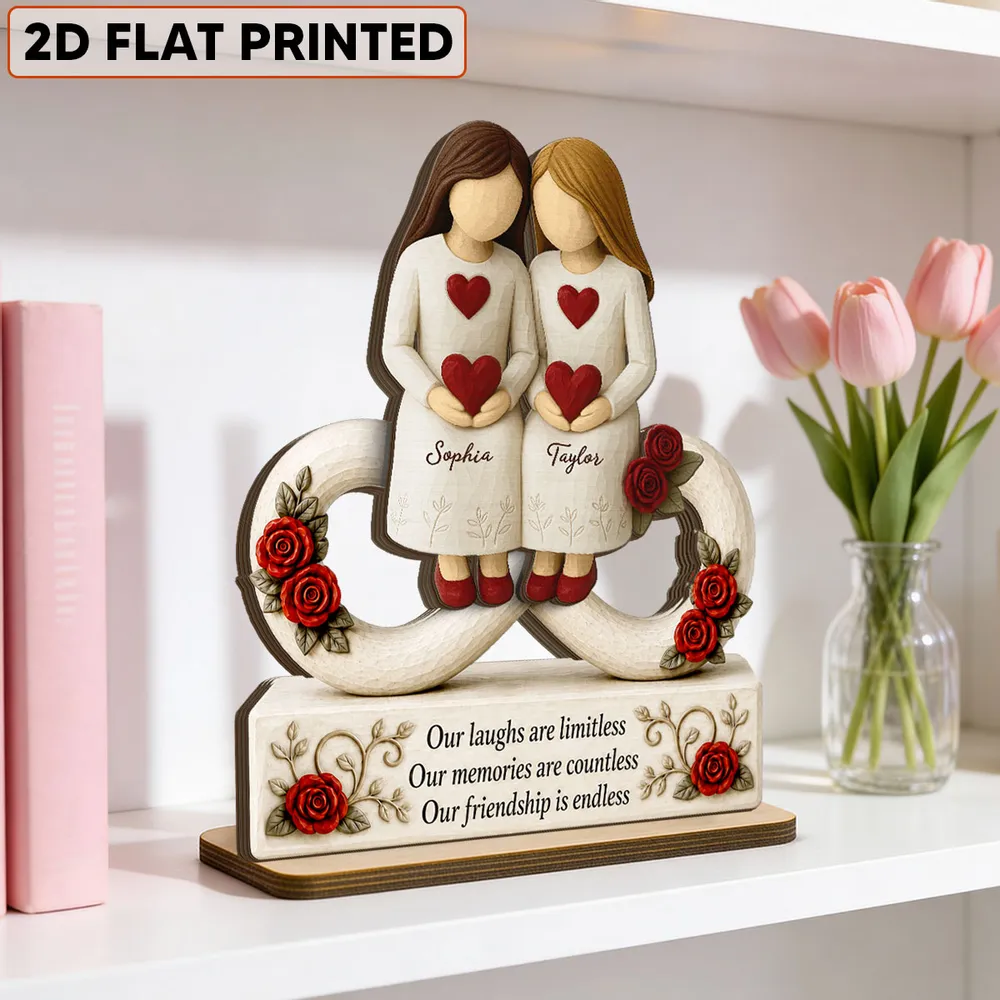 Personalized 2-Layer Wooden Plaque with Endless Friendship Quote & Roses, Creative Gift for Friend Display - Image 3