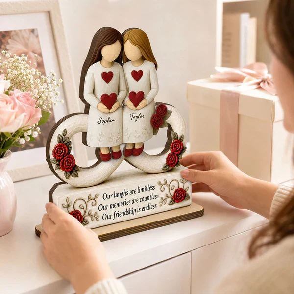 Personalized 2-Layer Wooden Plaque with Endless Friendship Quote & Roses, Creative Gift for Friend Display - Image 4
