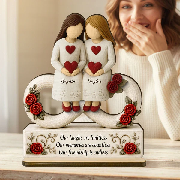 Personalized 2-Layer Wooden Plaque with Endless Friendship Quote & Roses, Creative Gift for Friend Display - Image 7