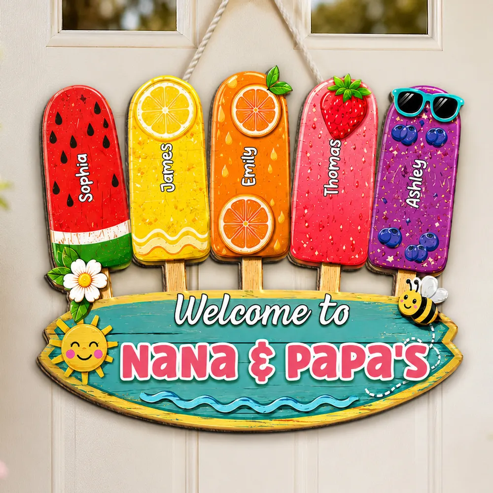 Personalized Wooden Sign, Colorful Popsicle Door Decor For Grandparents, Unique Creative Gift - Image 2
