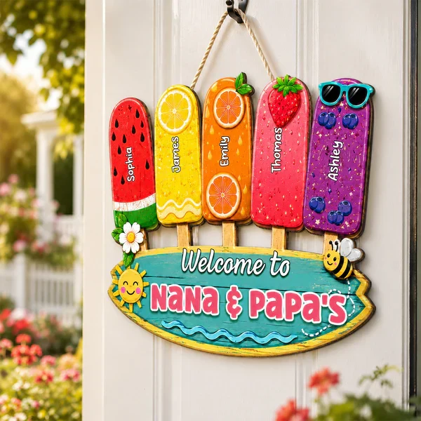Personalized Wooden Sign, Colorful Popsicle Door Decor For Grandparents, Unique Creative Gift - Image 4