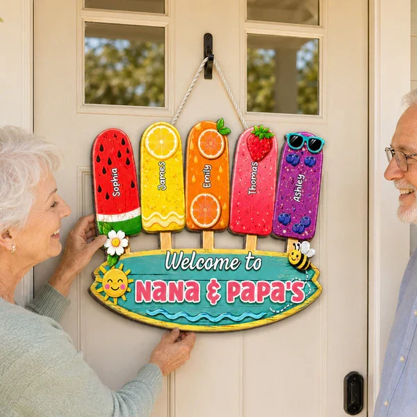 Personalized Wooden Sign, Colorful Popsicle Door Decor For Grandparents, Unique Creative Gift - Image 5