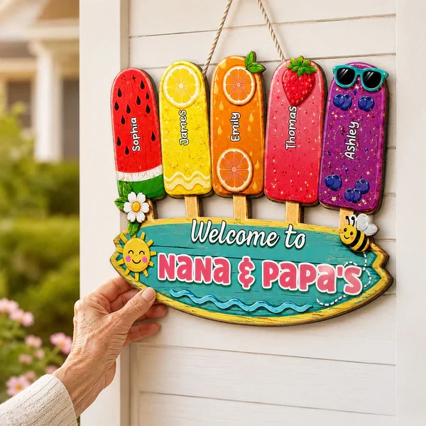 Personalized Wooden Sign, Colorful Popsicle Door Decor For Grandparents, Unique Creative Gift - Image 6