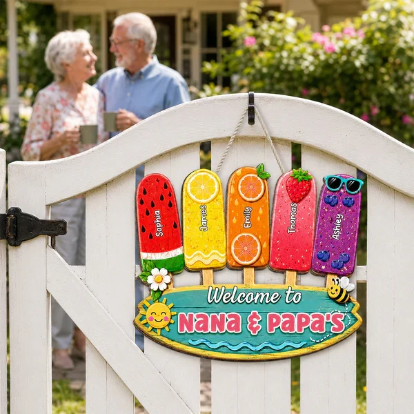Personalized Wooden Sign, Colorful Popsicle Door Decor For Grandparents, Unique Creative Gift - Image 7