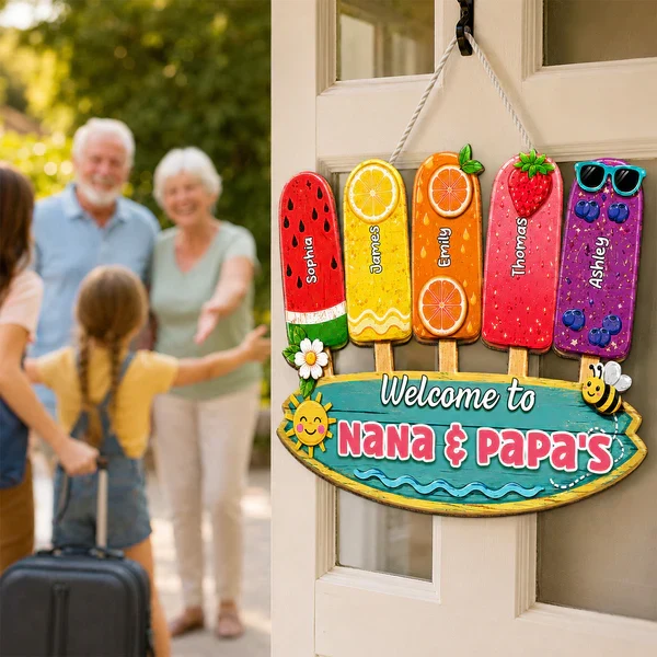 Personalized Wooden Sign, Colorful Popsicle Door Decor For Grandparents, Unique Creative Gift - Image 8