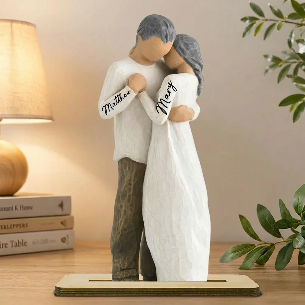 Personalized Layered Wooden Plaque, Hugging Couple Design, Unique Creative Gift for Her & Him - Image 2