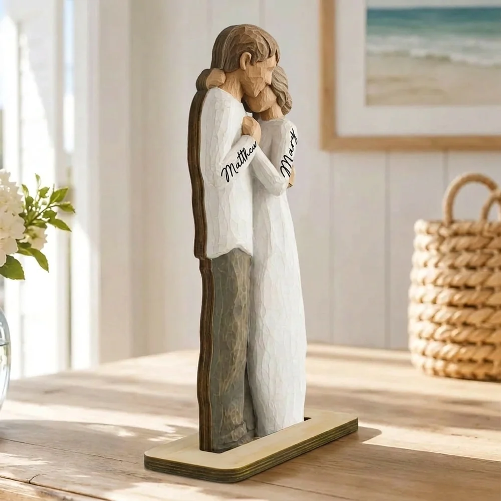 Personalized Layered Wooden Plaque, Hugging Couple Design, Unique Creative Gift for Her & Him - Image 3