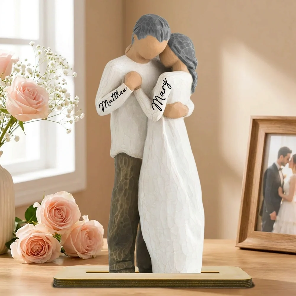 Personalized Layered Wooden Plaque, Hugging Couple Design, Unique Creative Gift for Her & Him - Image 5