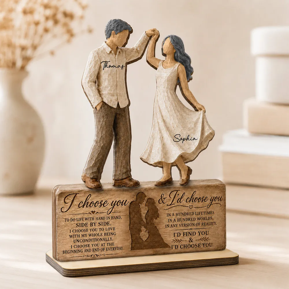 Personalized 2-Layer Wooden Plaque with Dancing Couple, I Choose You Unique Gift for Couples - Image 2