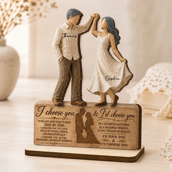 Personalized 2-Layer Wooden Plaque with Dancing Couple, I Choose You Unique Gift for Couples - Image 3