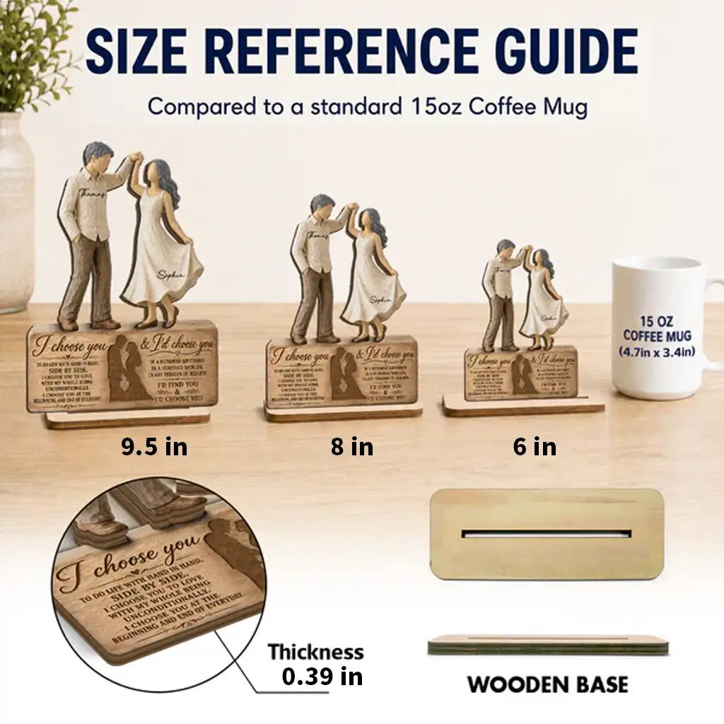 Personalized 2-Layer Wooden Plaque with Dancing Couple, I Choose You Unique Gift for Couples - Image 4